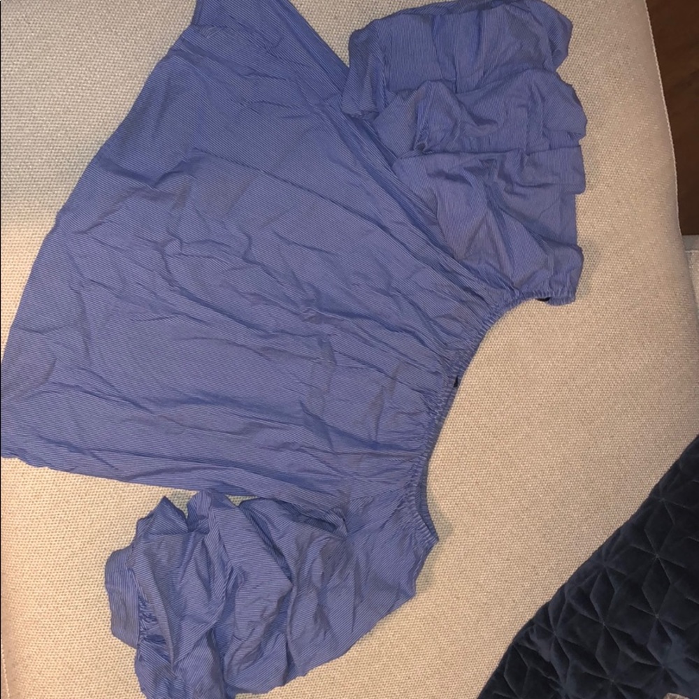 Zara Royal Blue and White Stripe Blouse